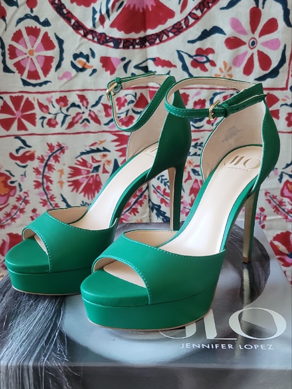 NWT J Lo Whimsgoth Emerald Open Toe Ankle-Strap Platform Stiletto Heel - Picture 10 of 14